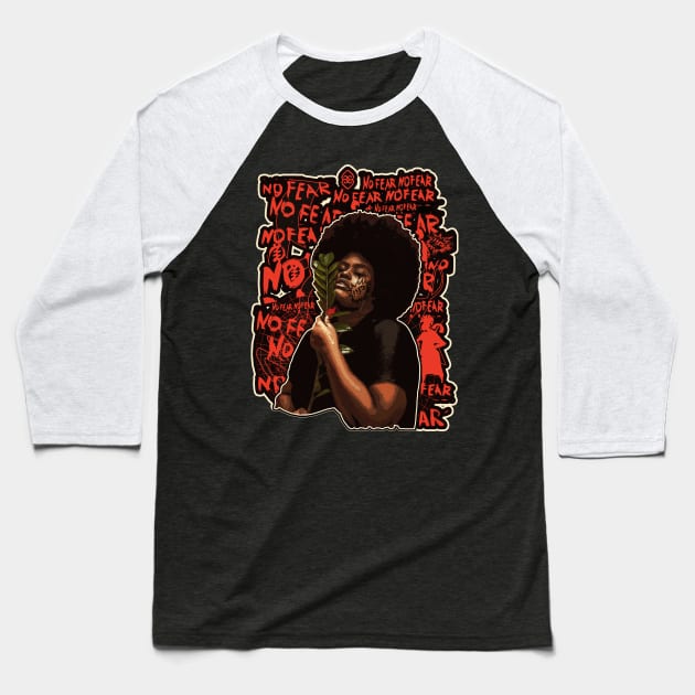 No Fear Afro Strong Woman Baseball T-Shirt by Glass Table Designs